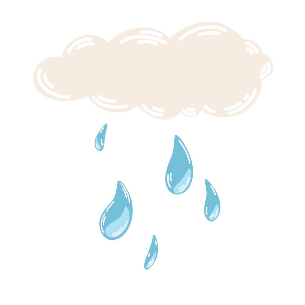 nuages avec de la pluie. prévisions météorologiques. météorologique. symbole de temps nuageux pour l'impression et les applications Web. vecteur main dessiner illustration isolé sur fond blanc