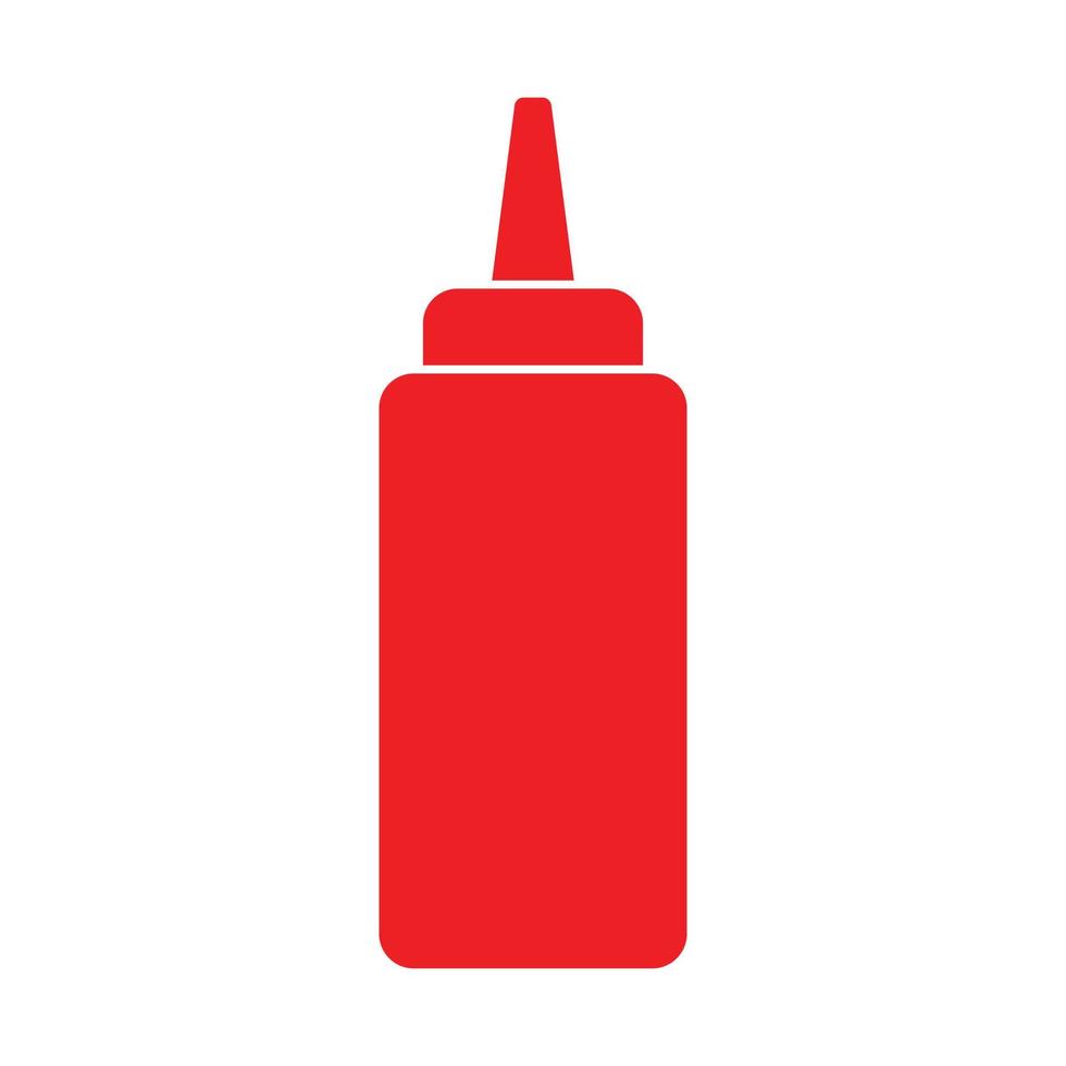 eps10 vecteur rouge icône de bouteille de ketchup ou de moutarde dans un style simple et branché isolé sur fond blanc
