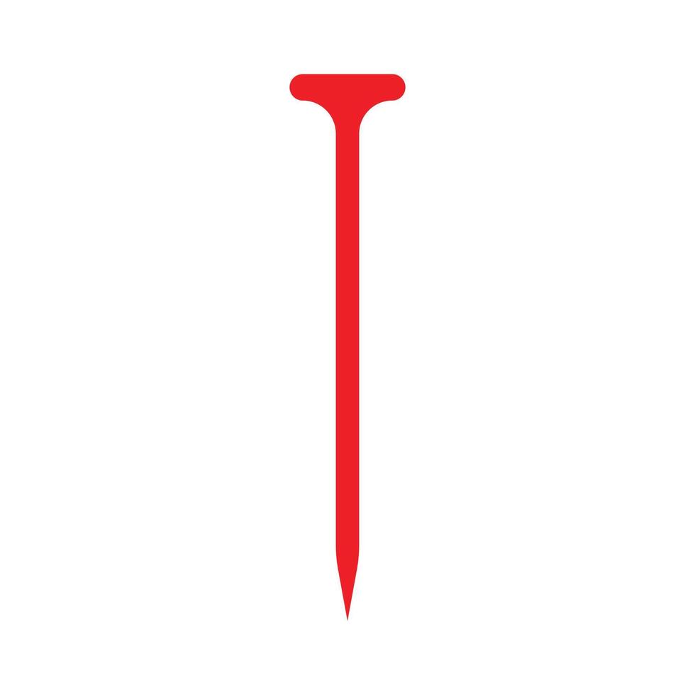 eps10 icône de clou métallique vecteur rouge dans un style simple et branché isolé sur fond blanc