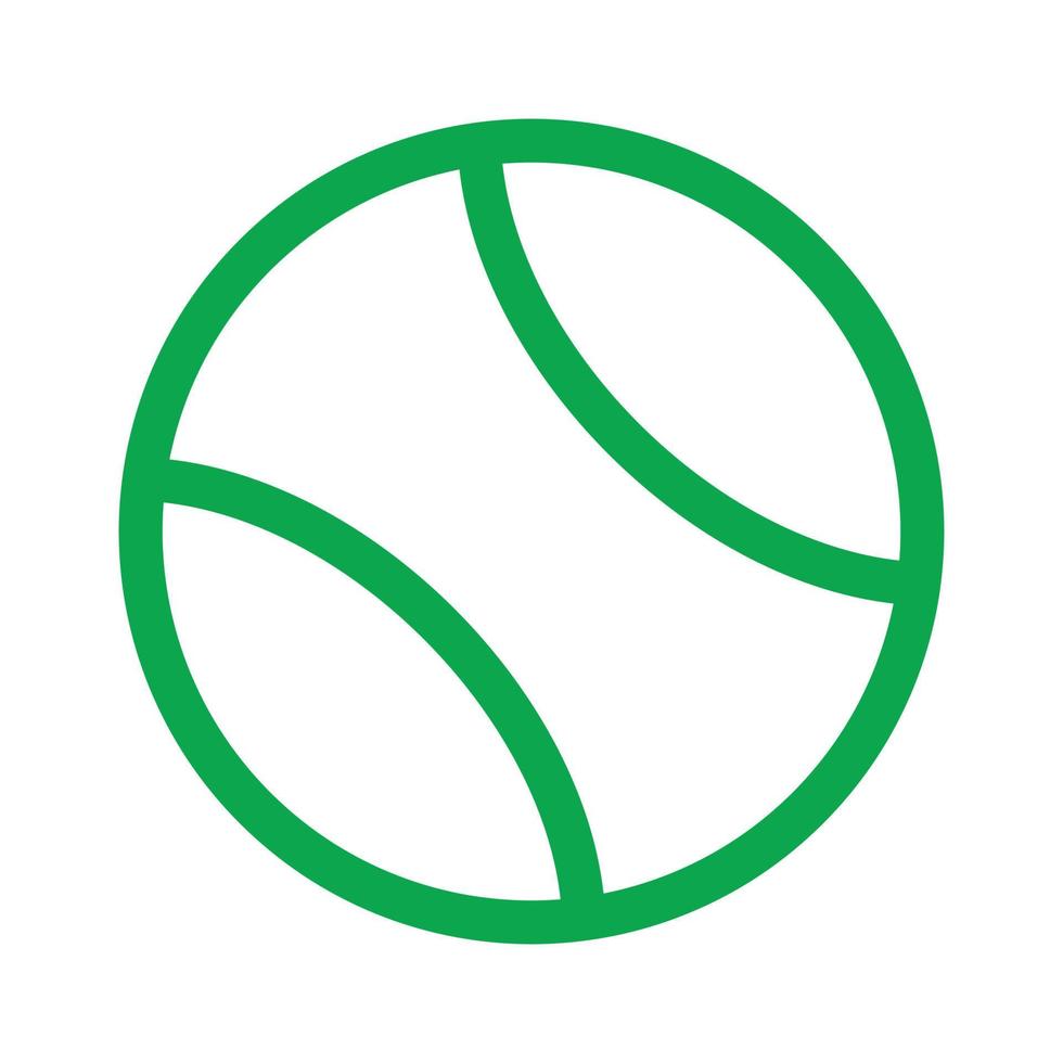 eps10 icône de ligne de balle de tennis vecteur vert dans un style simple et branché isolé sur fond blanc