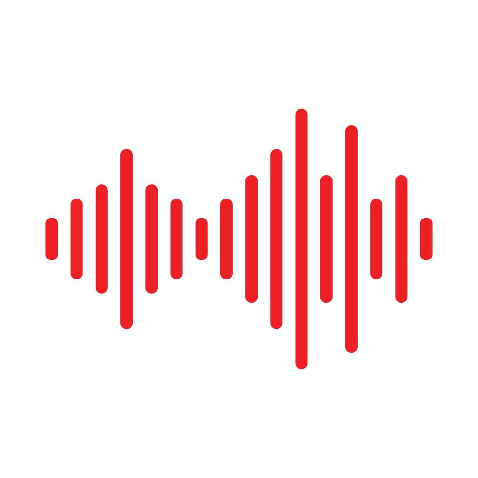 eps10 icône de ligne d'onde sonore vectorielle rouge dans un style simple et plat à la mode isolé sur fond blanc vecteur