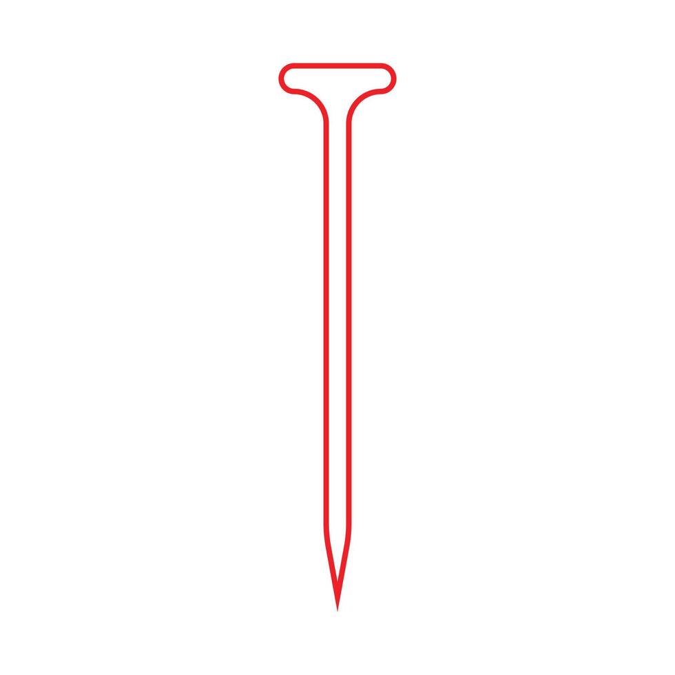 eps10 icône de ligne de clou métallique vecteur rouge dans un style simple et plat à la mode isolé sur fond blanc
