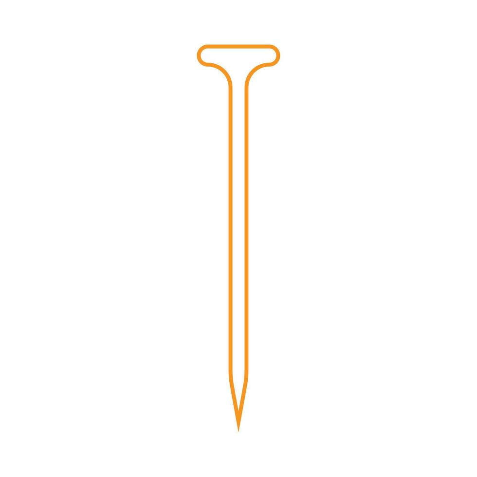 eps10 icône de ligne de clou métallique vecteur orange dans un style simple et branché isolé sur fond blanc