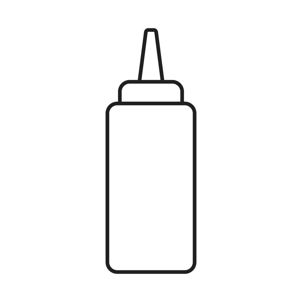 eps10 vecteur noir icône de ligne de bouteille de ketchup ou de moutarde dans un style simple et branché isolé sur fond blanc