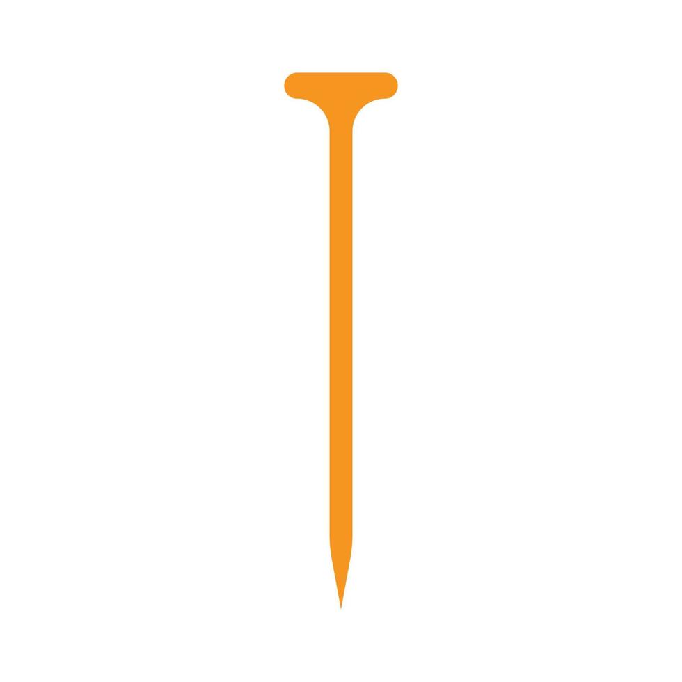 eps10 icône de clou métallique vecteur orange dans un style simple et branché isolé sur fond blanc