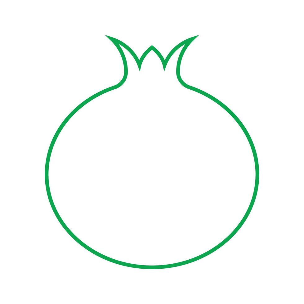 eps10 icône de ligne de fruits grenade vecteur vert dans un style moderne simple et branché isolé sur fond blanc