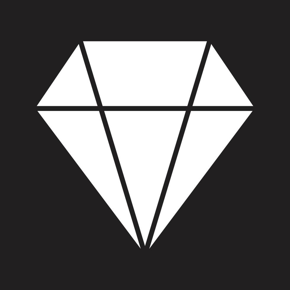 icône de diamant vectoriel blanc eps10, ou symbole dans un style simple et plat à la mode isolé sur fond noir