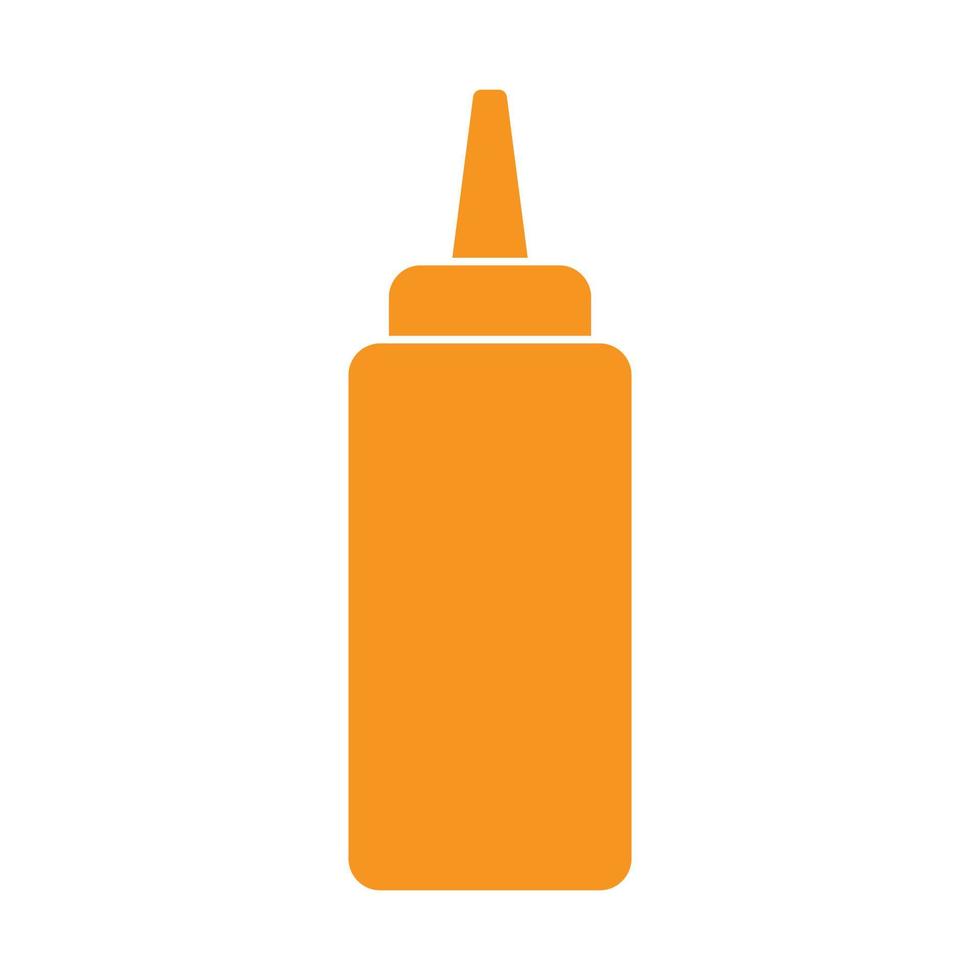 eps10 vecteur orange icône de bouteille de ketchup ou de moutarde dans un style simple et branché isolé sur fond blanc