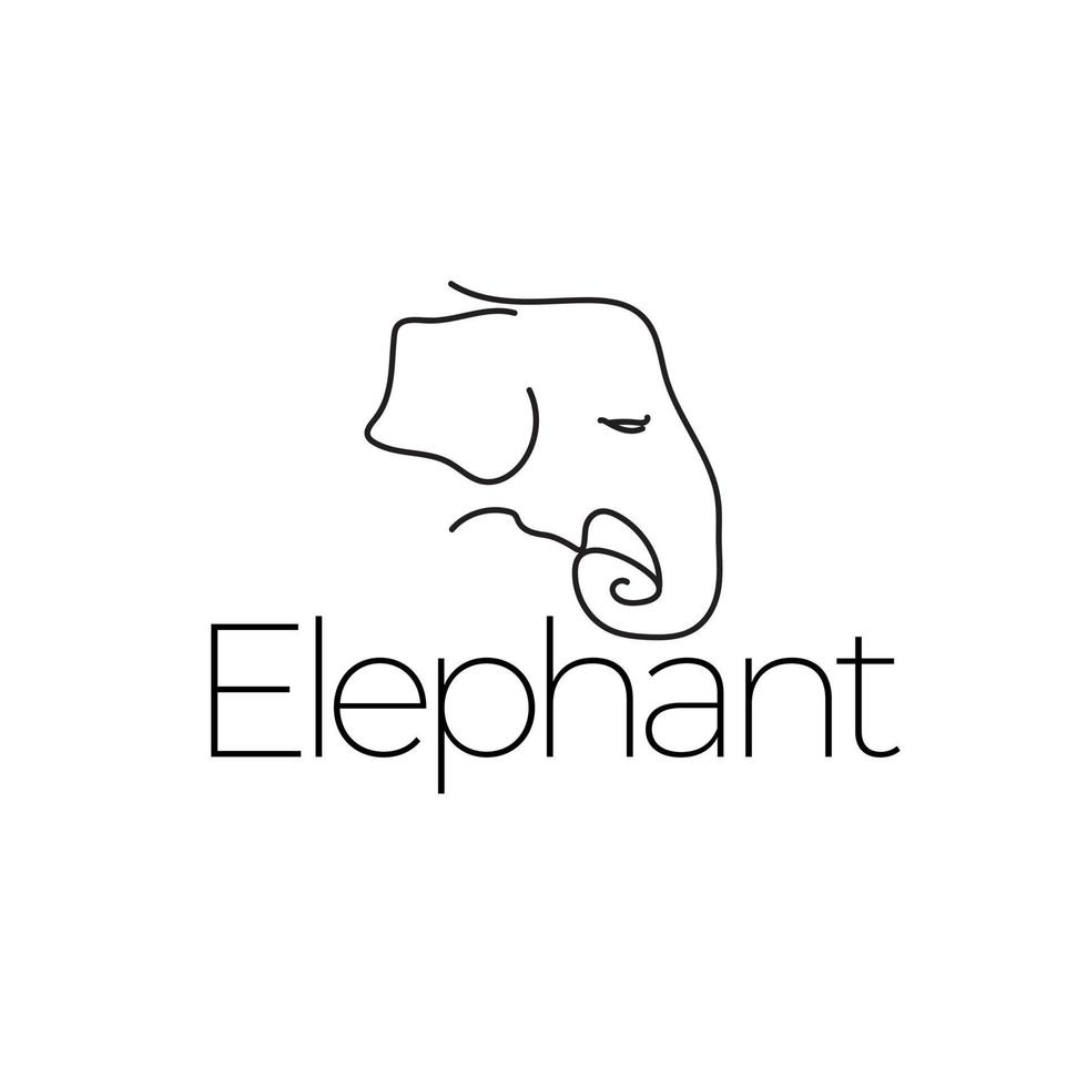 logo tête d'éléphant de style ligne ligne abstraite création de logo tête d'éléphant, modèle vectoriel