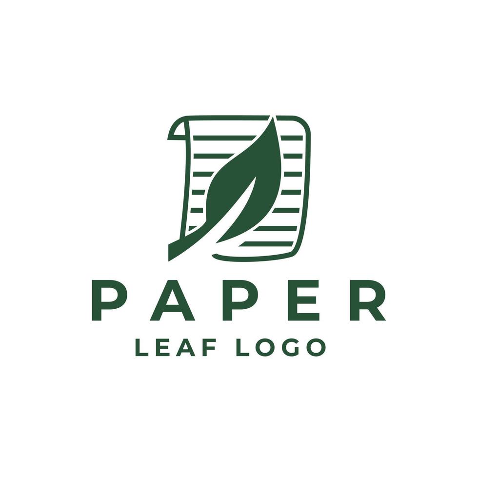 logo de rouleau de papier, icône de feuille verte fond d'écran conception vectorielle simple vecteur