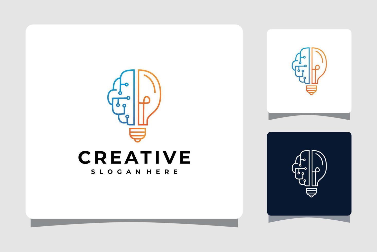 inspiration de conception de modèle de logo ampoule et cerveau vecteur