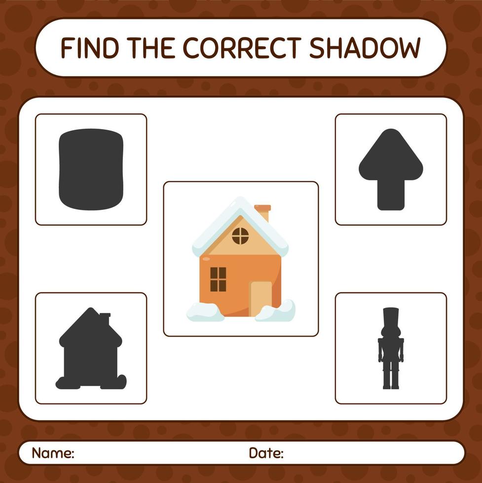 trouver le bon jeu d'ombres avec la maison. feuille de travail pour les enfants d'âge préscolaire, feuille d'activité pour enfants vecteur