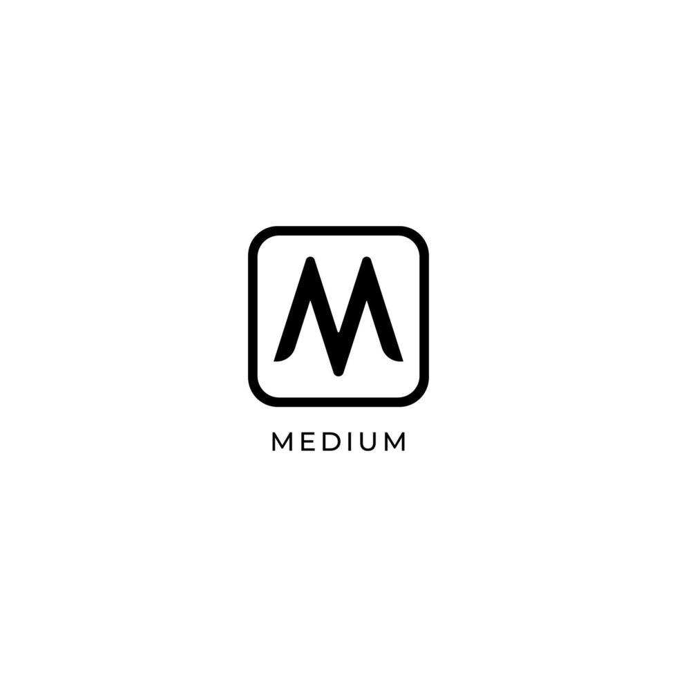 modèle de conception de logo lettre m, concept de logo carré arrondi, noir et blanc, simple et propre vecteur