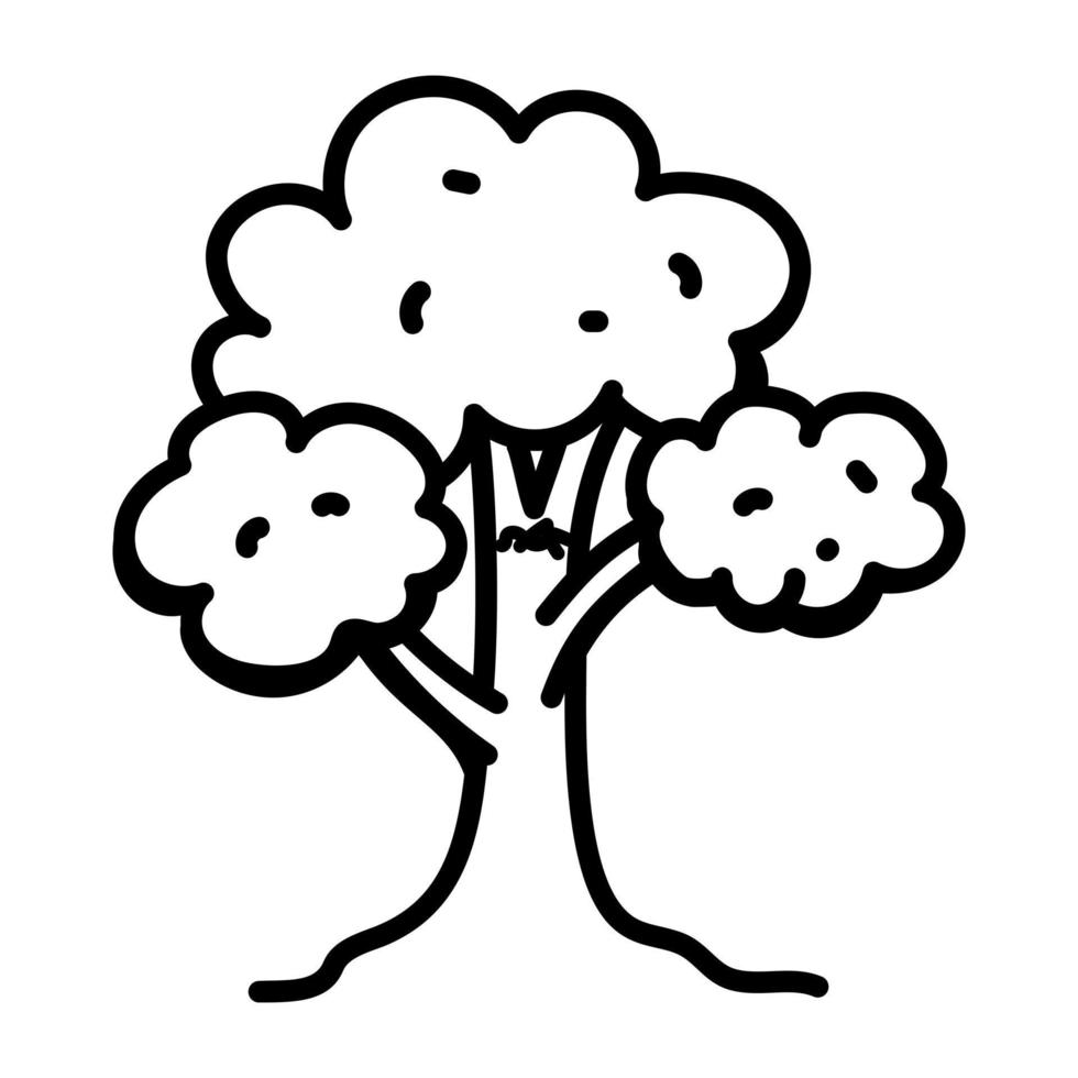 apercevez cette belle icône doodle d'arbre vecteur