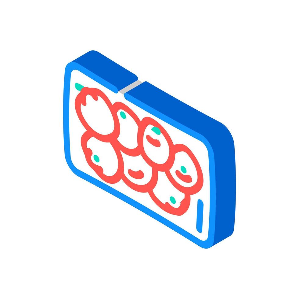 plateau avec tomates icône isométrique illustration vectorielle vecteur