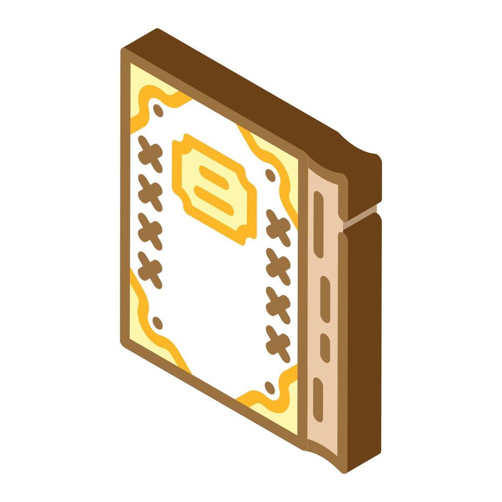 journal intime avec inserts dorés icône isométrique illustration vectorielle vecteur