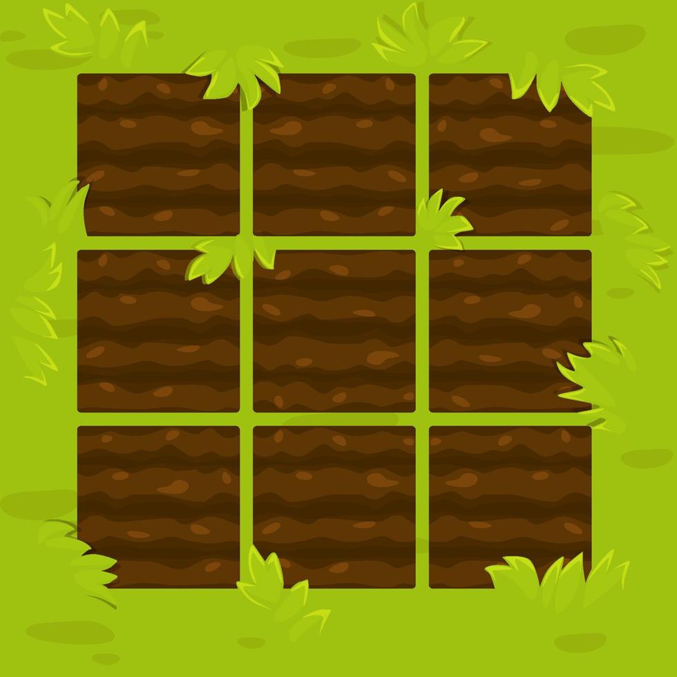 lits de jardin verts dans le cadre du jeu ui math 3. illustration vectorielle d'un potager. vecteur