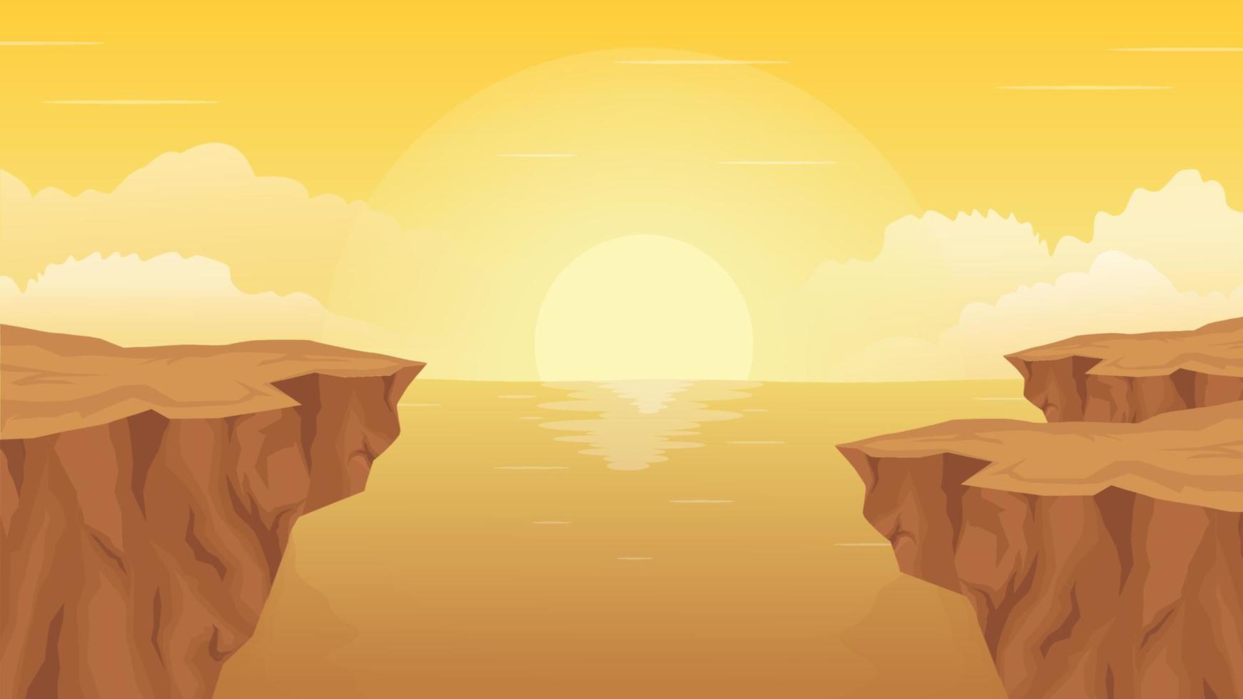 illustration vectorielle de paysage de falaise de plage impressionnante jaune vecteur