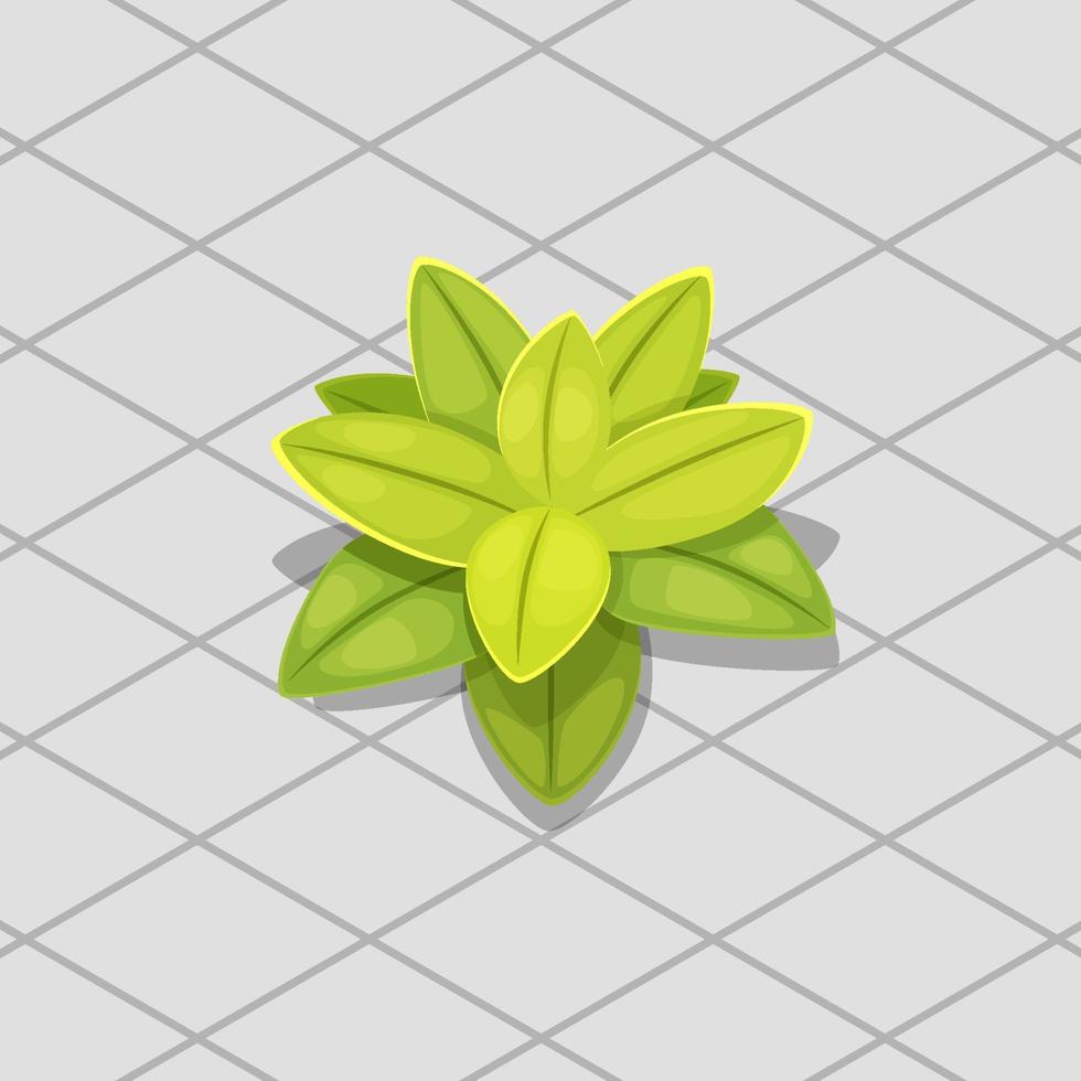 buisson vert isométrique pour jeu 2d, objet de paysage de dessin animé vecteur