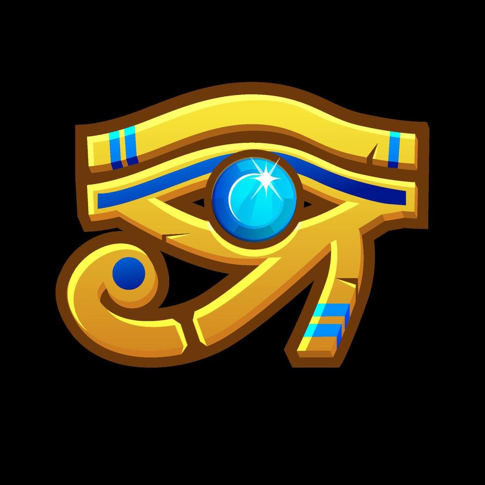 le symbole ou l'amulette de l'ancien œil égyptien d'Horus. icône or ou signe wadjet. vecteur