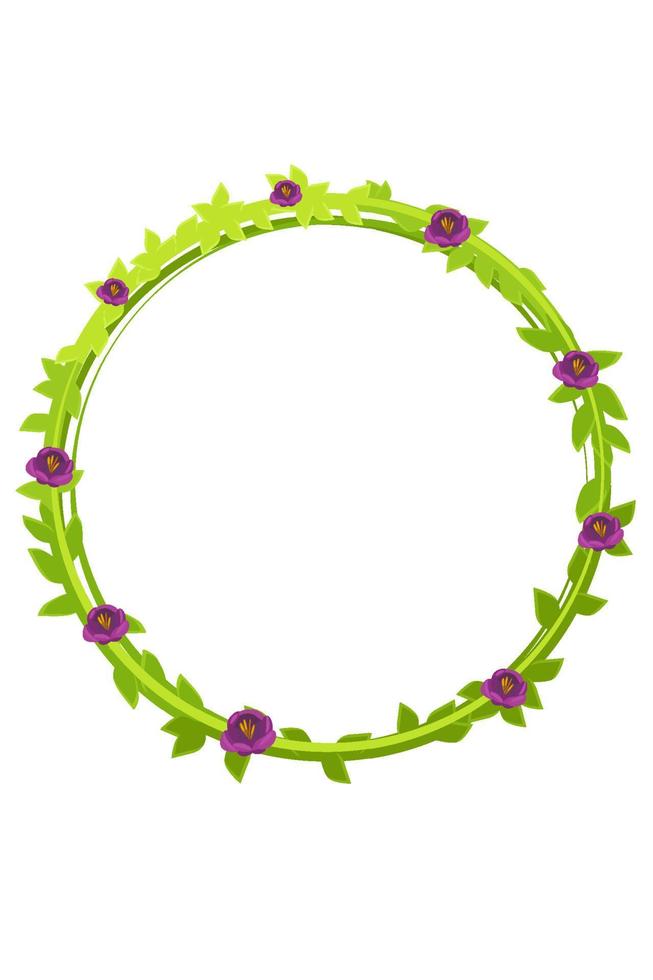 illustration vectorielle d'une couronne de fleurs verte ronde. vecteur