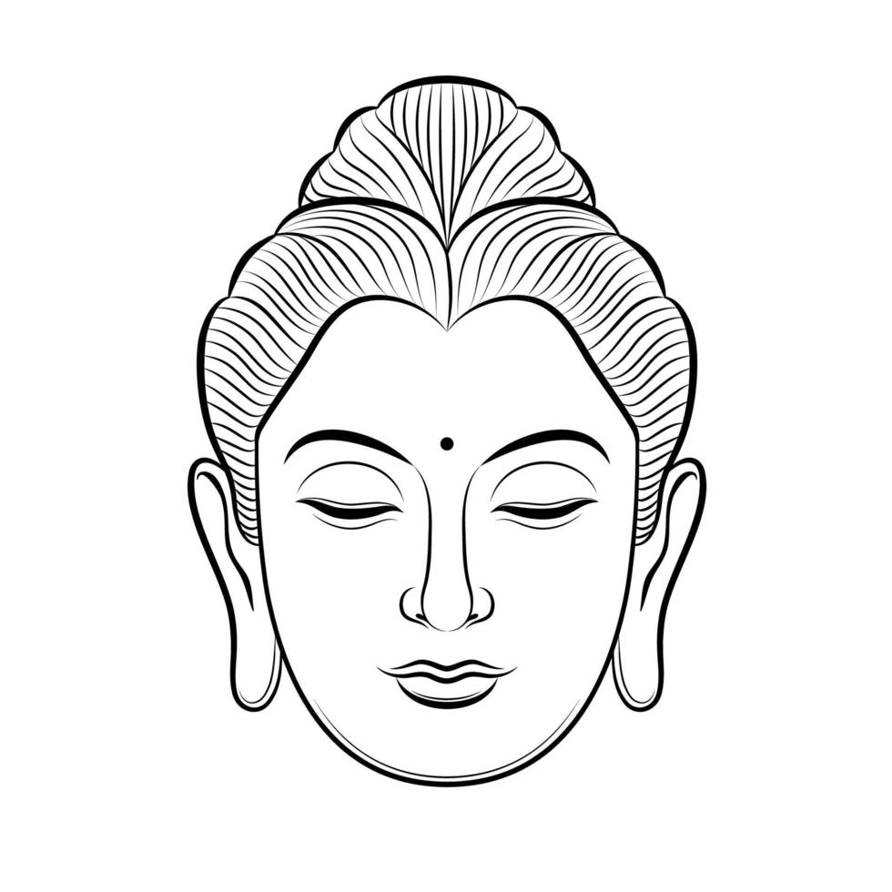 tête de bouddha vector illustration dessin au trait isolé