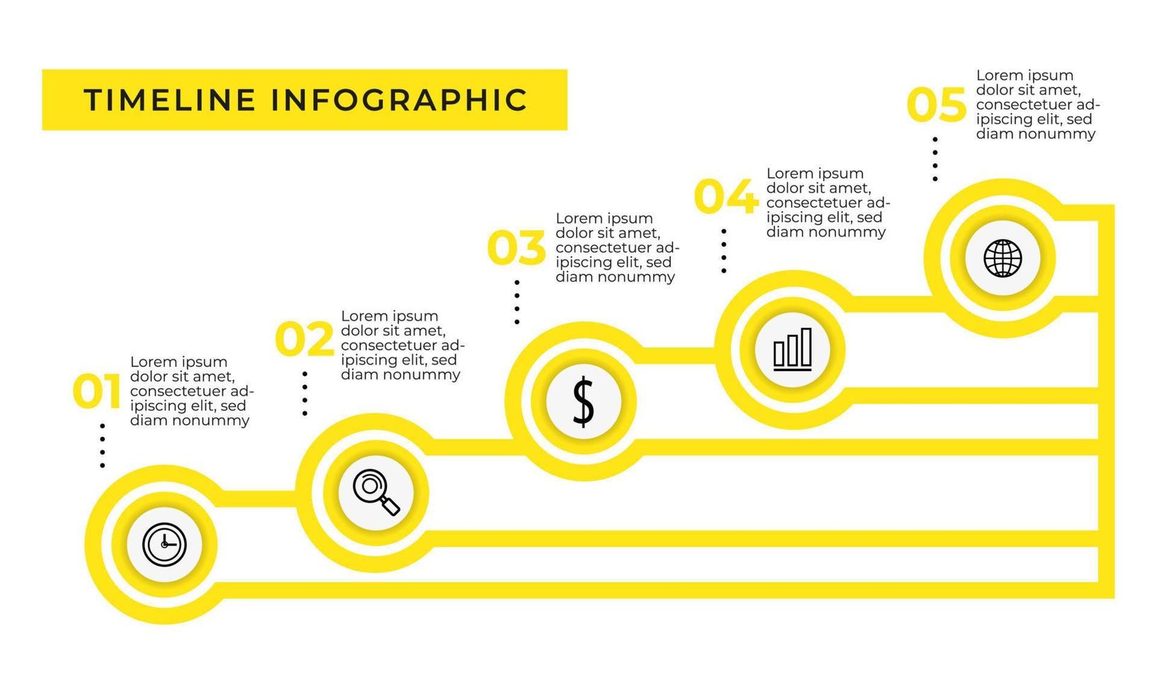 modèle d'infographie en 5 étapes d'escalier jaune vecteur