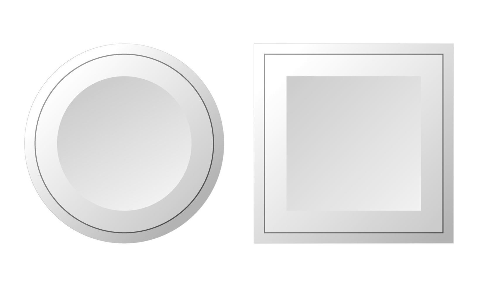 boutons de conception néomorphique de vecteur 3d. cercle de formes géométriques, carré sur fond blanc. vecteur.