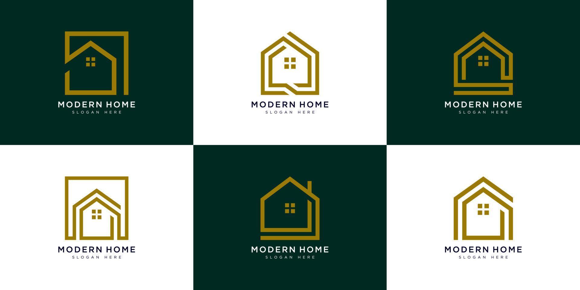 ensemble de conception de vecteur de logo maison moderne