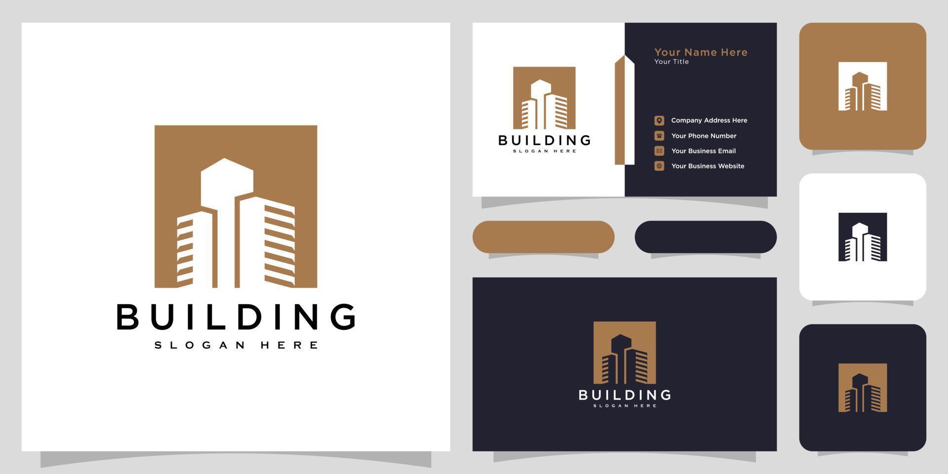 bâtiment vecteur de conception de logo immobilier et carte de visite