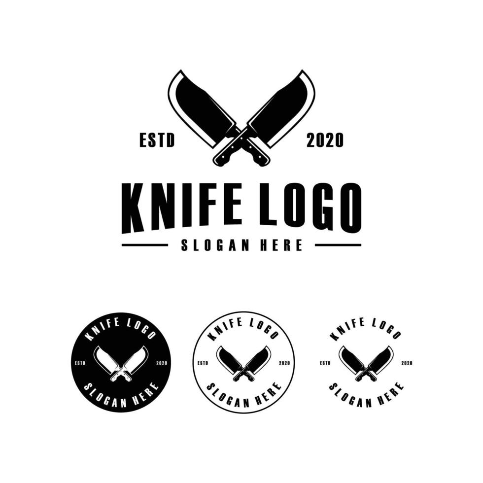 emblème de conception de logo de couteau de boucher vecteur