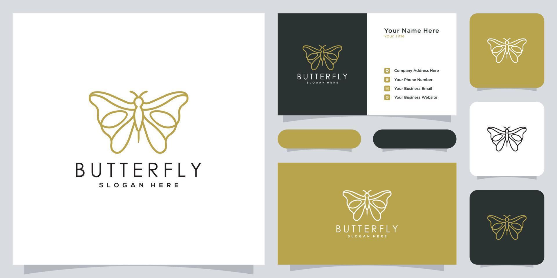 vecteur de conception de logo animal papillon et carte de visite