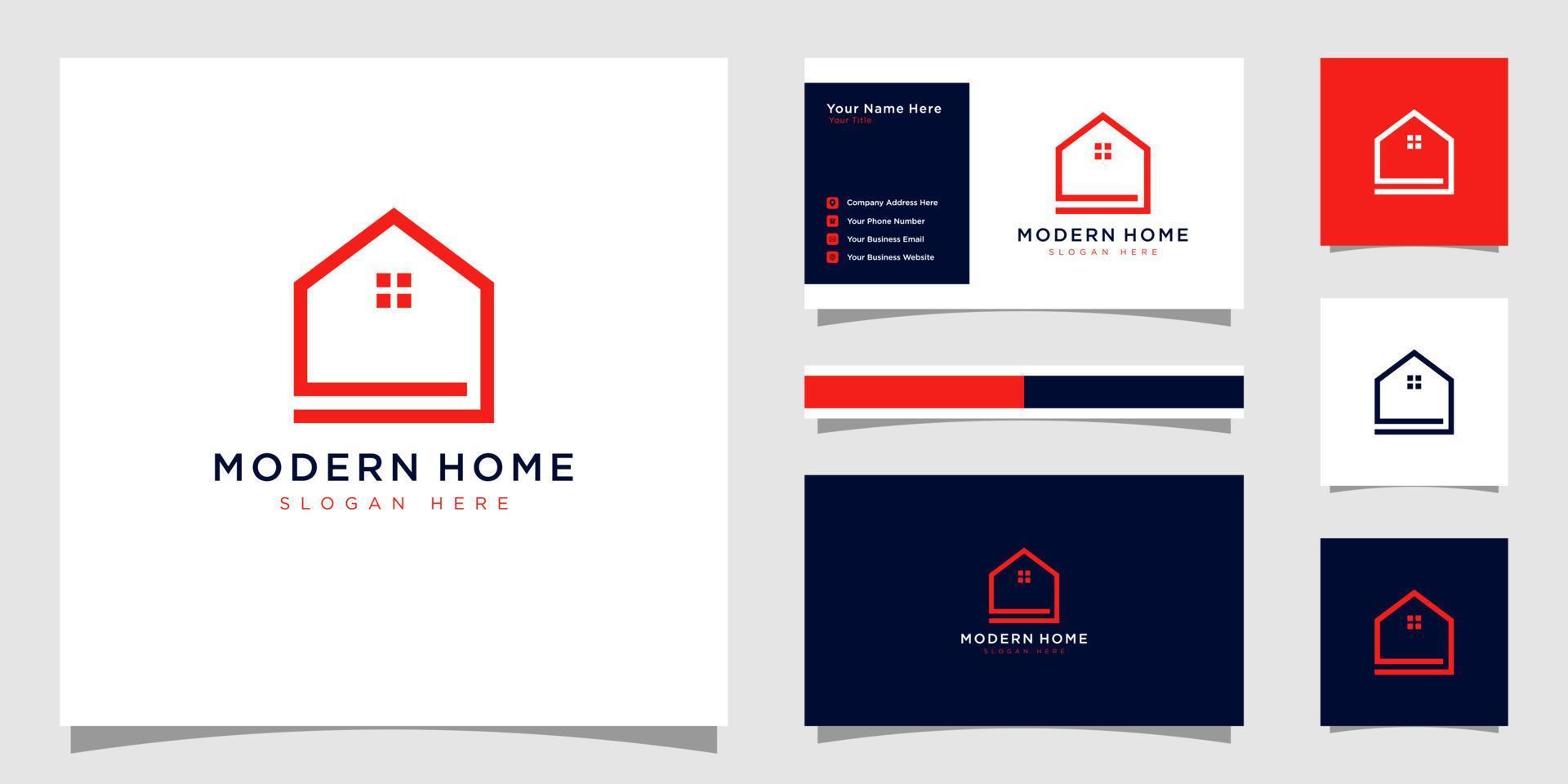 construire le logo de la maison avec un style d'art en ligne. résumé de construction de maison pour la conception de logo et de carte de visite vecteur