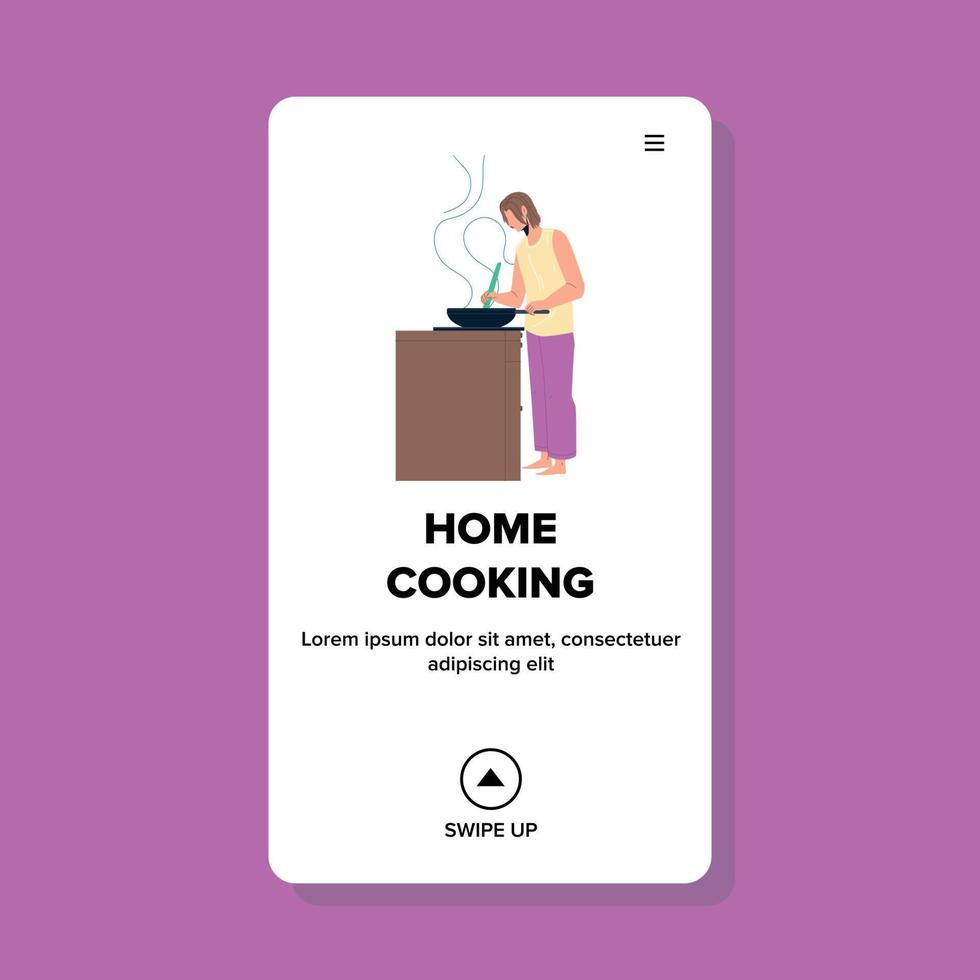 cuisine maison jeune femme au vecteur de cuisinière de cuisine