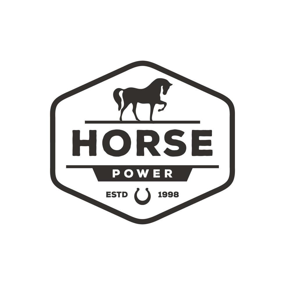modèle de logo vectoriel vintage de crête de luxe de club de cheval