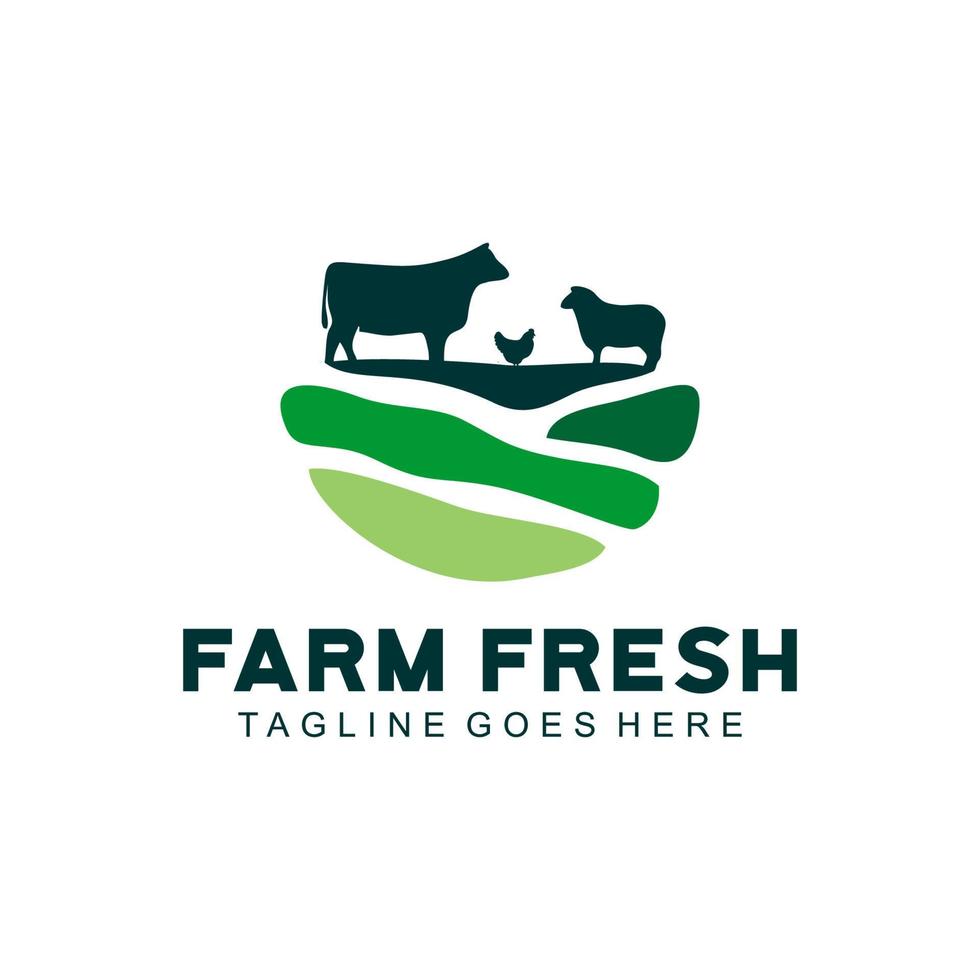 icône de logo de ferme d'animaux de bétail vintage et illustration de modèle vecteur