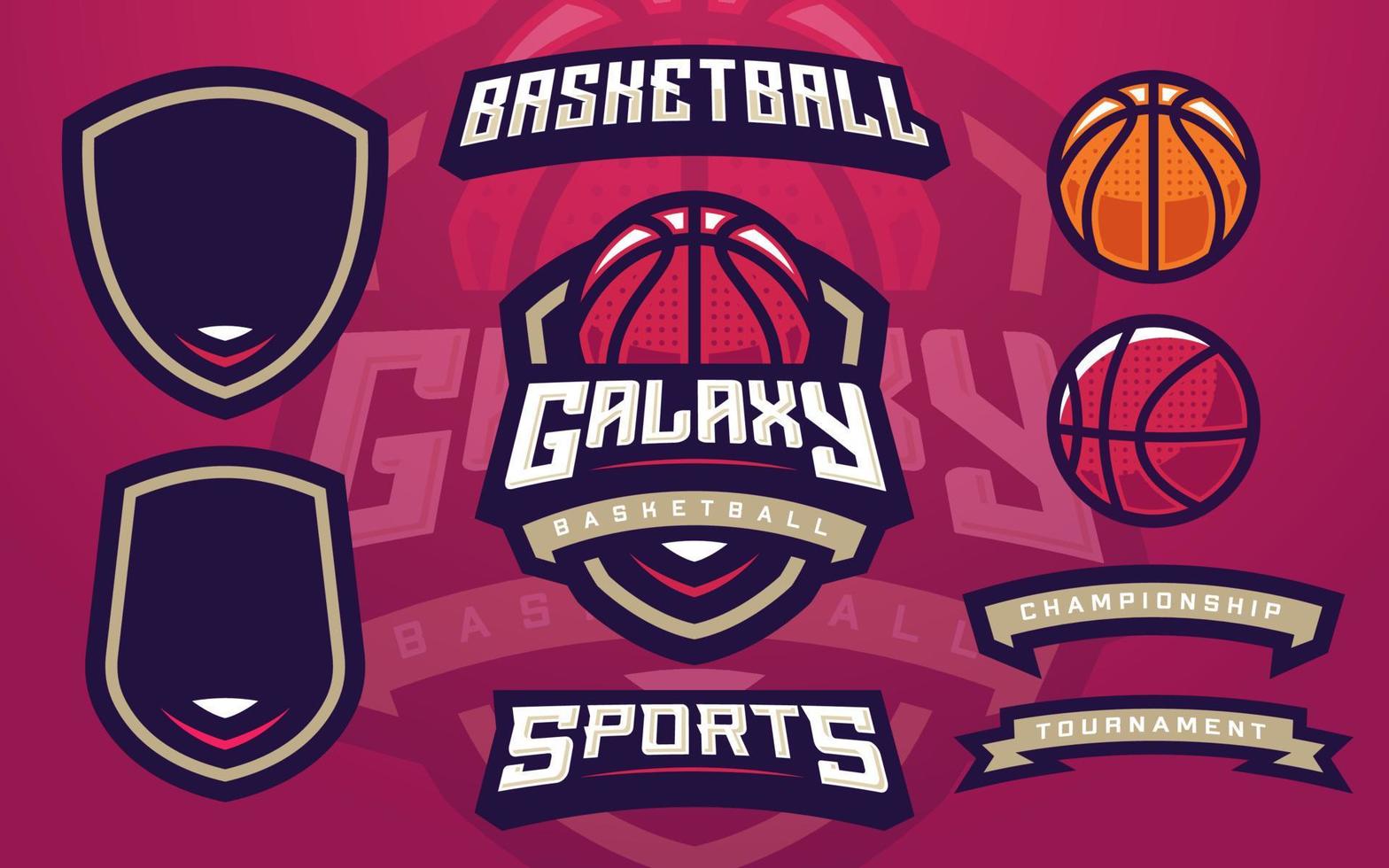 créateur de modèle de logo de club de basket galaxy pour équipe sportive vecteur