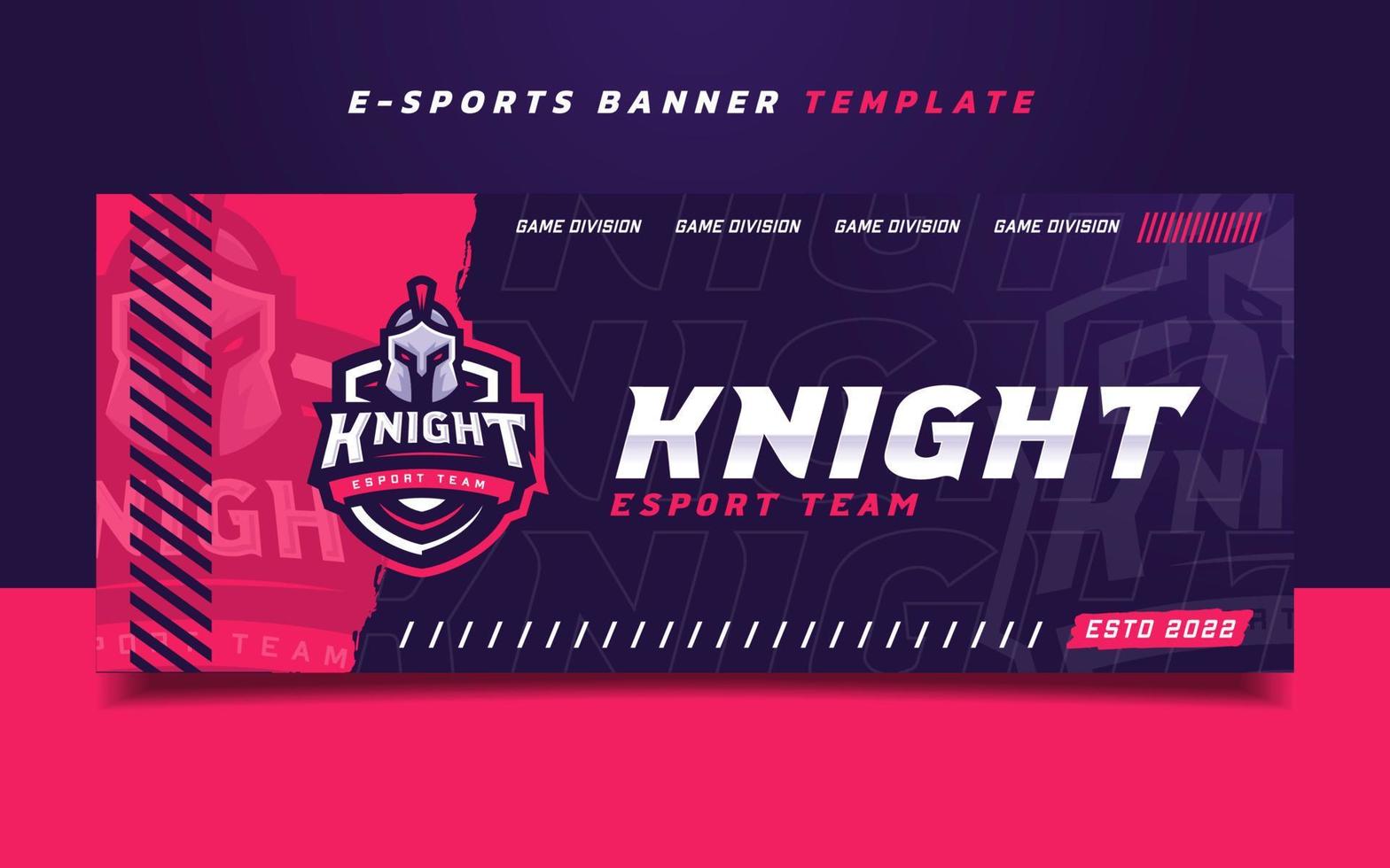 modèle de bannière de jeu Knight esports avec logo pour les médias sociaux vecteur