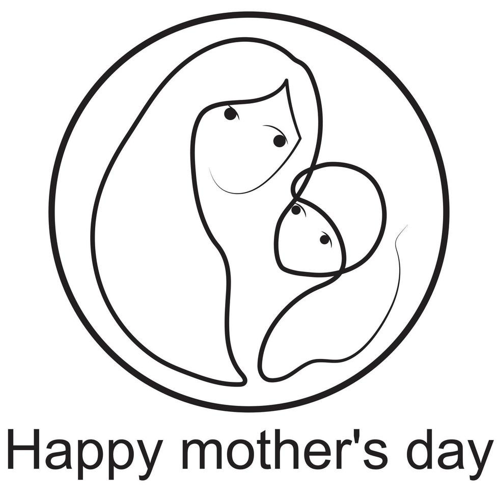 silhouette d'une mère avec un enfant. concept de bonne fête des mères. belle femme avec un enfant. style de griffonnage. illustration vectorielle isolée sur fond blanc. vecteur