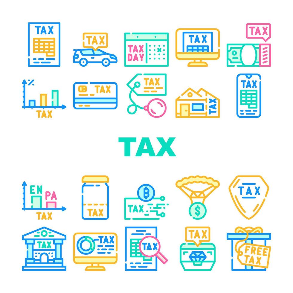 paiement financier de l'impôt pour le revenu icons set vector