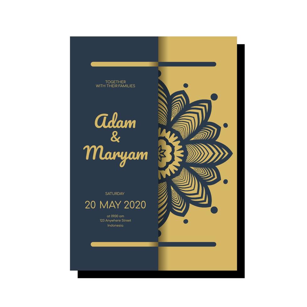 modèles de cartes d'invitation de mariage avec des ornements de mandala vecteur