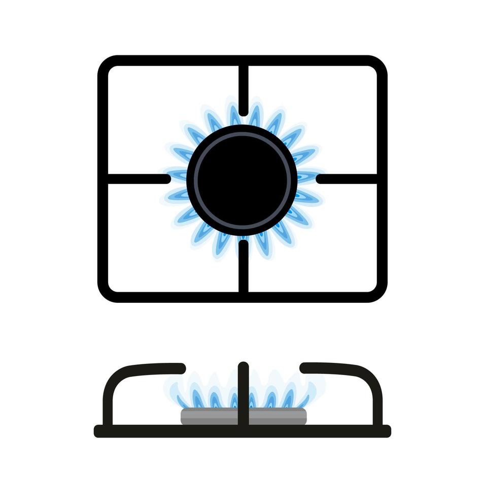 icônes vectorielles de brûleur à gaz sur fond blanc. vecteur