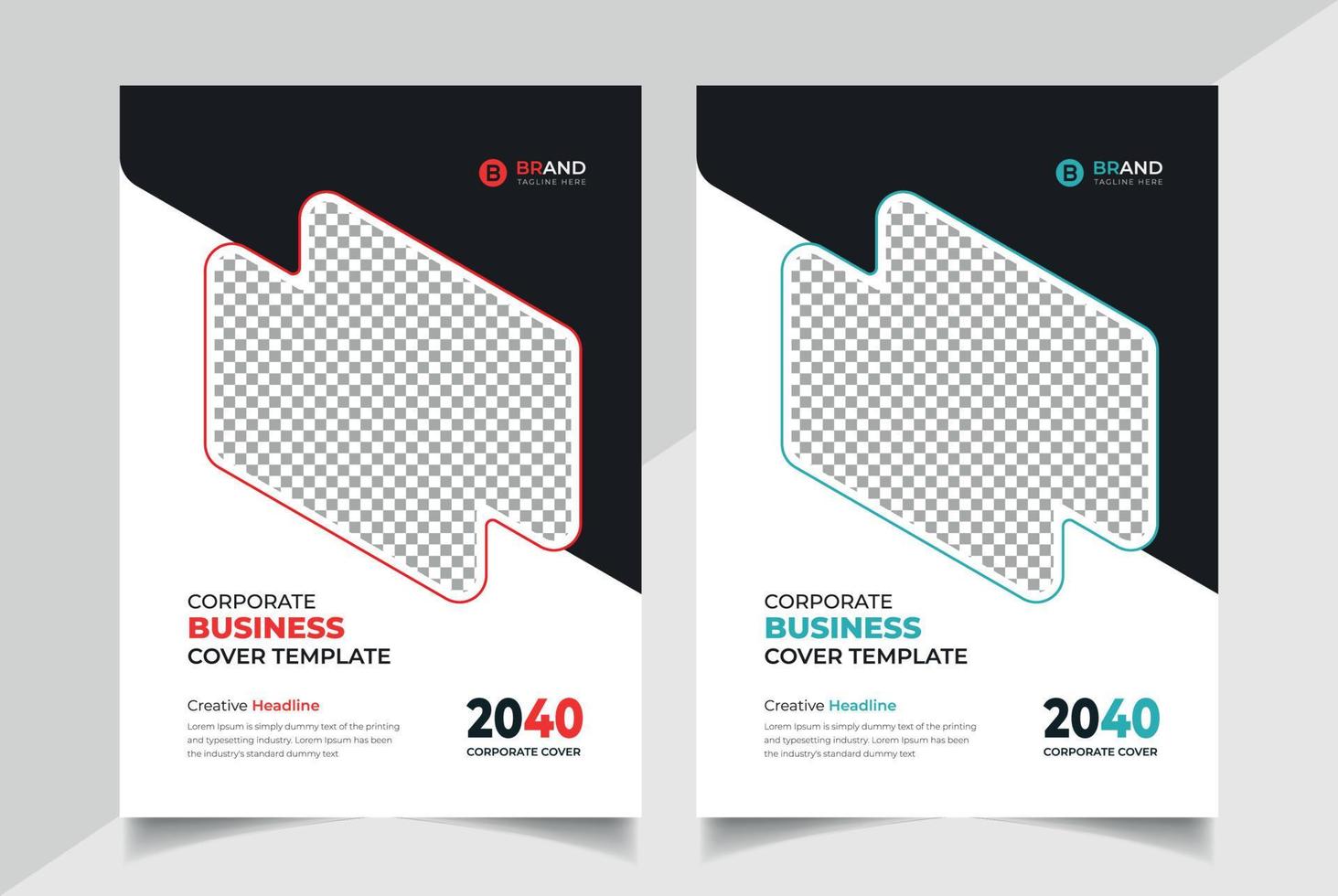 brochure d'entreprise géométrique colorée créative ou modèle de mise en page de dépliant, conception de modèle de couverture de rapport annuel vecteur