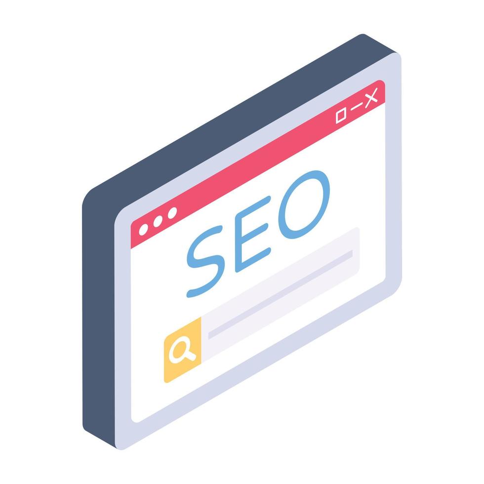 une icône isométrique modifiable de seo vecteur