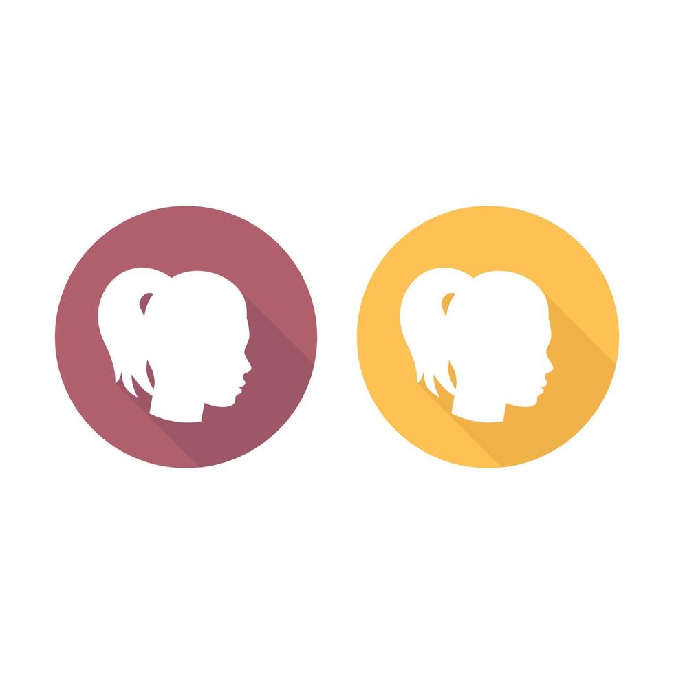 tête de fille dans l'icône plate de profil, connexion, avatar, icône ronde, illustration vectorielle vecteur