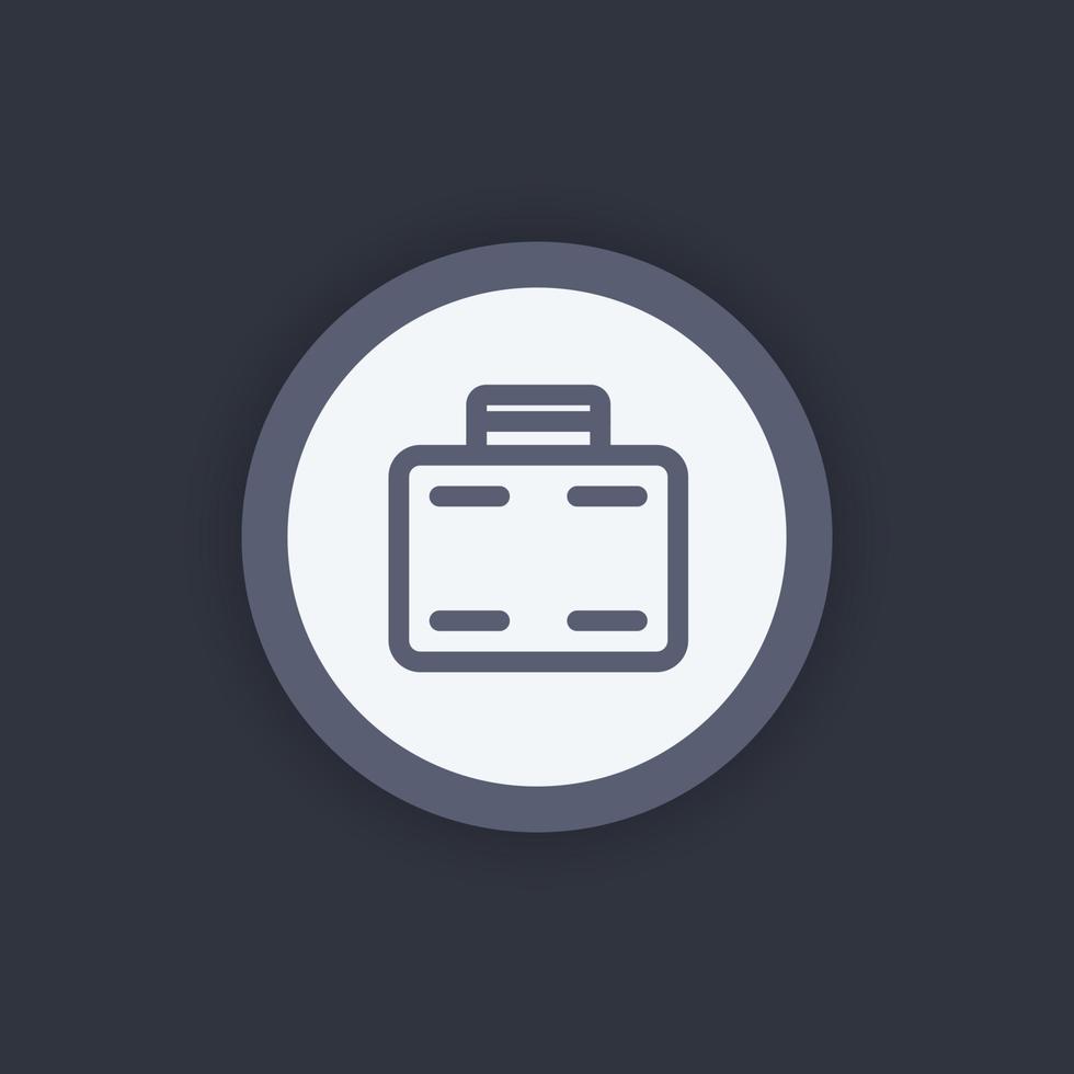icône linéaire de valise, porte-documents, étui, signe de valise, voyage d'affaires, icône plate ronde, illustration vectorielle vecteur
