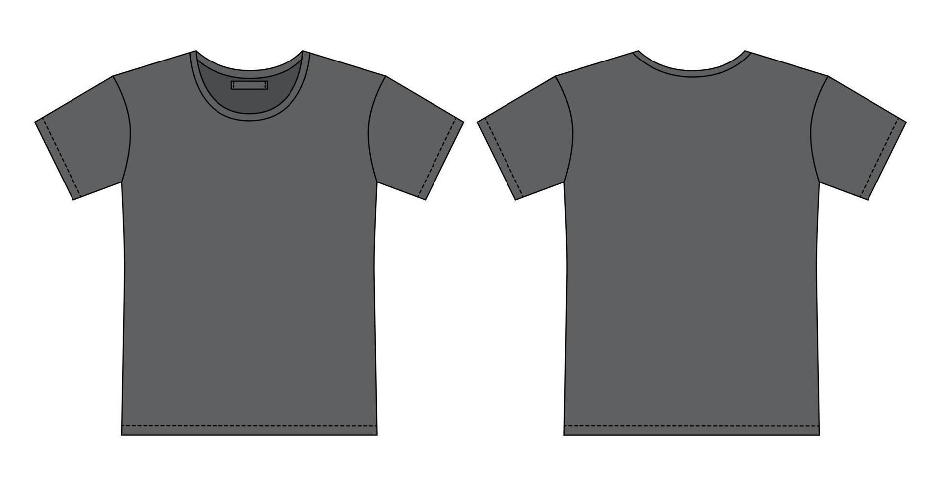 croquis de contour de t-shirt vierge. couleur grise. conception cao de t-shirt de vêtements. illustration vectorielle de mode technique isolée. vecteur