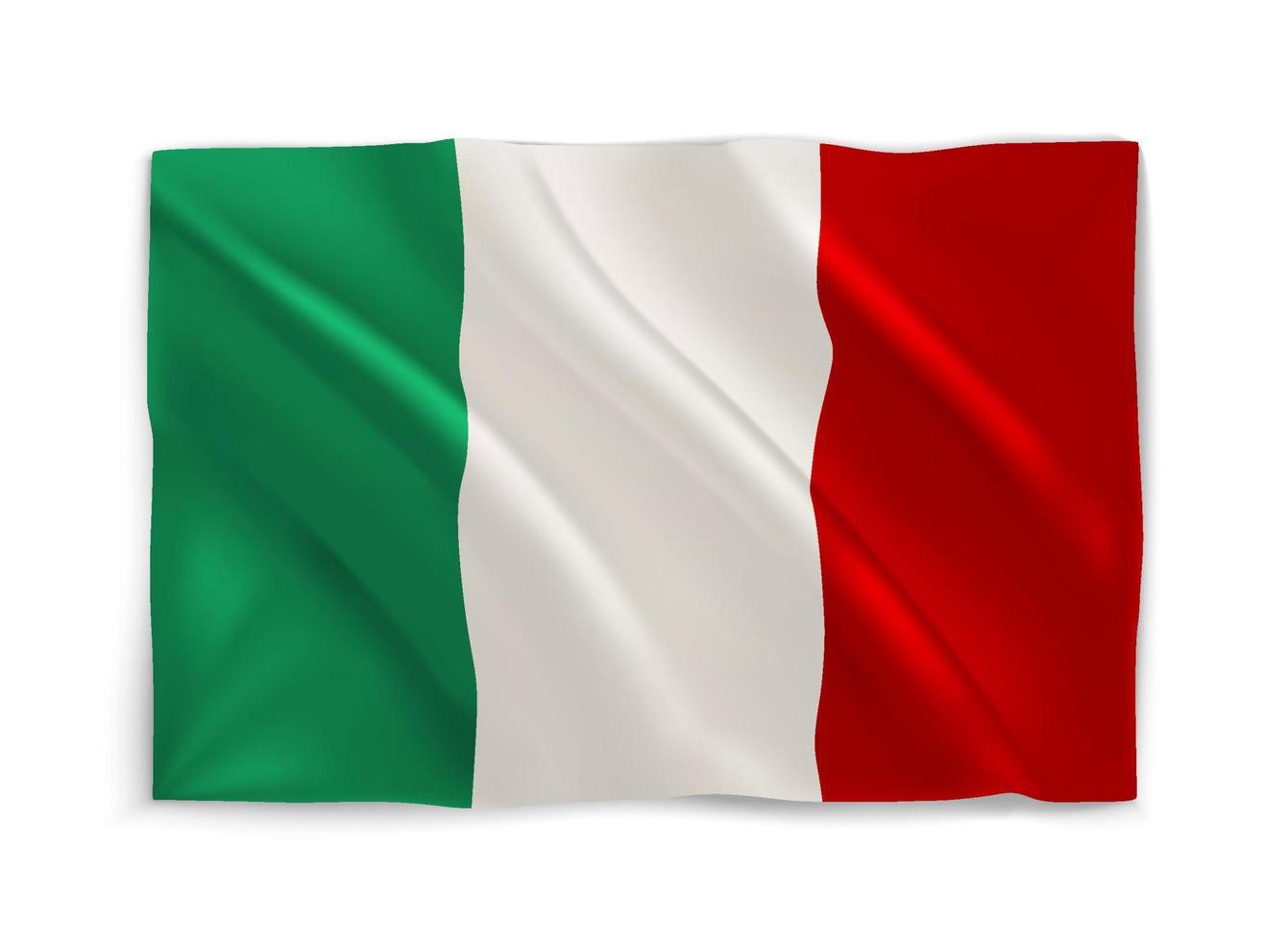 drapeau national italien agitant rouge, blanc et vert. objet vectoriel 3d isolé sur blanc