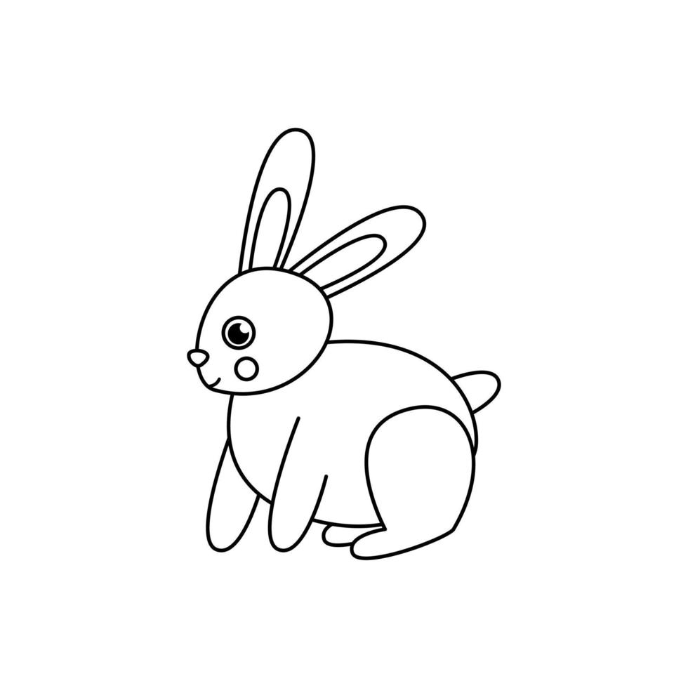 illustration vectorielle de lapin noir et blanc sur fond blanc. vecteur