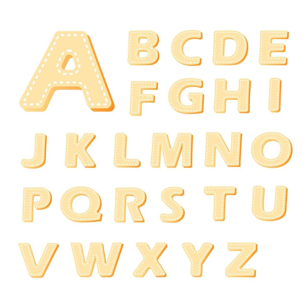 collection d'alphabet majuscule d'art de conception typographique de dessin animé vecteur
